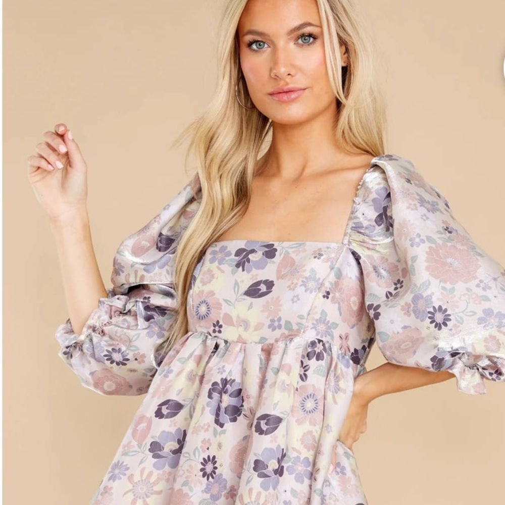 MIDI puff sleeve baby doll dress